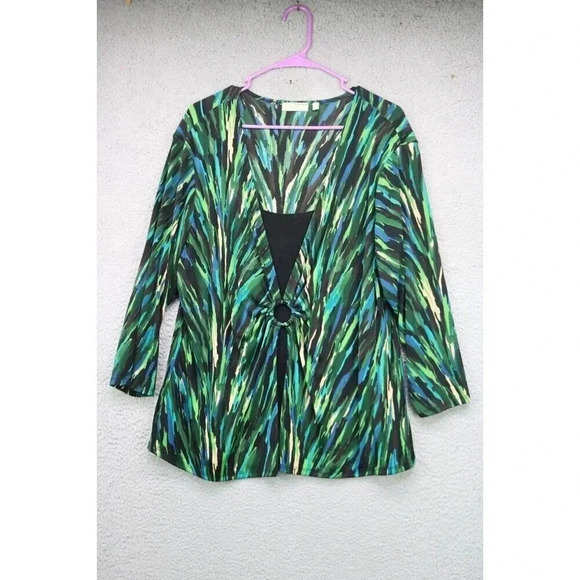 Choices Liquid Knit Top-Size 2X Plus Size-3/4 Sleeves-Art to Wear - Picture 1 of 10